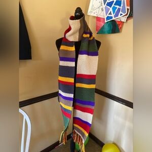 112"×7" Extra Long Handmade knitted crochet Dr Who multicolored scarf shawl New